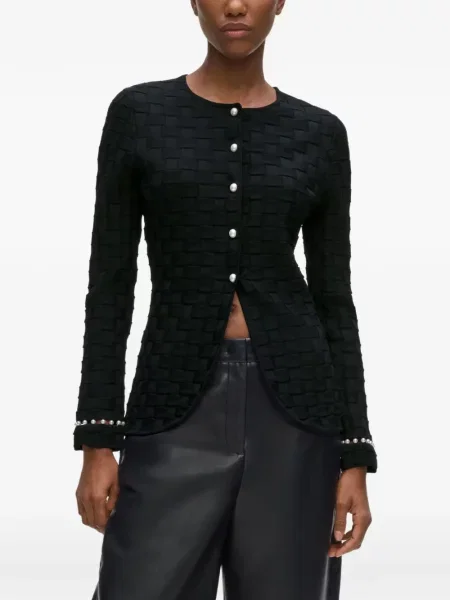 Cardigan Karl Lagerfeld cu perle negru