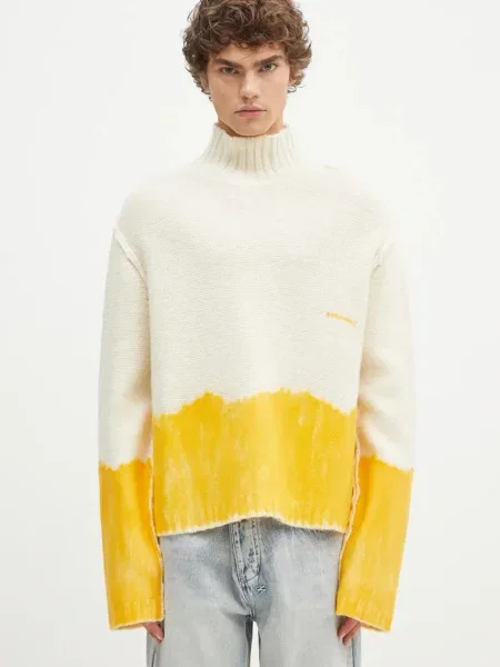 A-COLD-WALL* pulover de lână Saturate Knit High Neck bărbați călduros cu guler bej