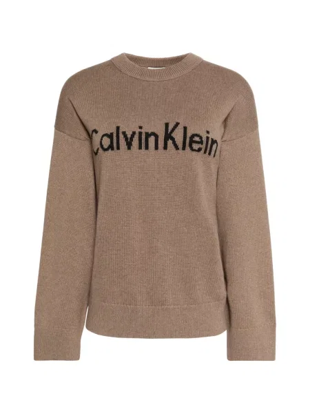 Pulover Calvin Klein tricotate cu autograf maro