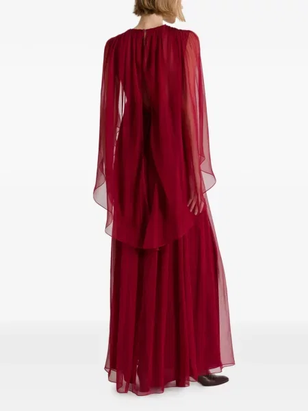 Rochie Alberta Ferretti de mătase cu decolteu în V roșu
