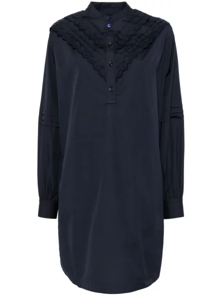 Haftowana sukienka koszulowa Maison Kitsune garniturowa niebieska