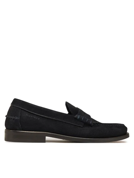 Велурени мокасини Tommy Hilfiger CLASSIC HILFIGER SUEDE LOAFER тъмносиньо