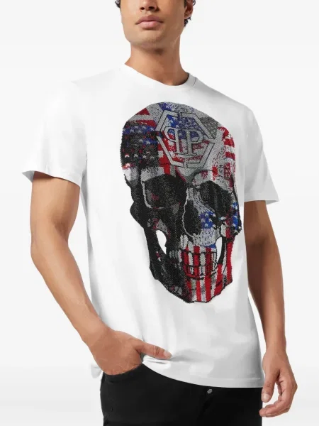 Tricou Philipp Plein cu imagine alb