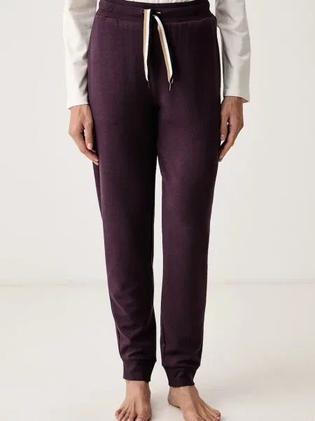 BOSS pantaloni de loungewear pentru femei CP Stripe Pants Cuff violet