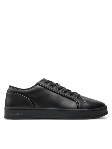 Кожени маратонки Calvin Klein LOW TOP LACE UP PIPING черно