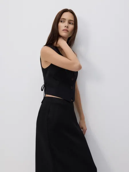 Reserved Жилет з льоном чорний