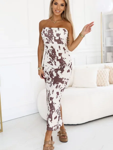 Sukienka Numoco Basic boho bez ramiączek biała