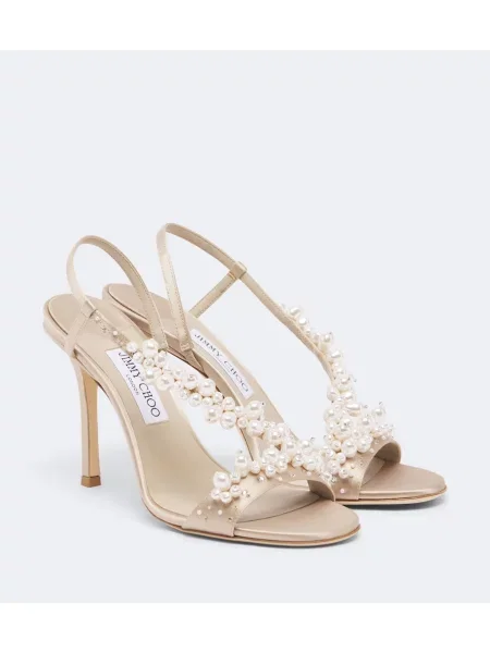Sandale Jimmy Choo din satin slingback bej