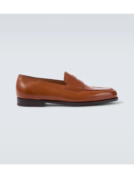 Usnjene loaferke John Lobb rjava