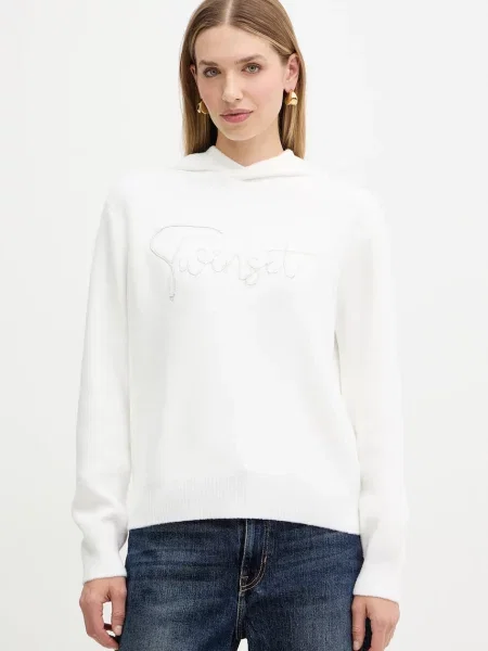 Twinset pulover din amestec de lână alb