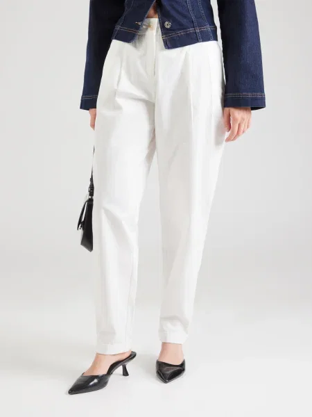 VERO MODA Plisované nohavice biela