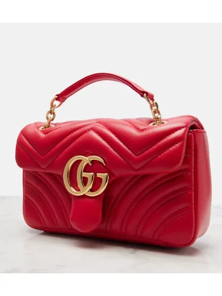 Geanta de piele Gucci GG Marmont din piele mini roșu