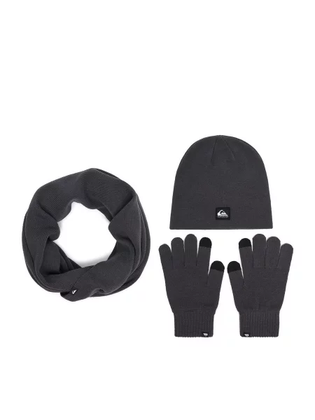 Set čepice tunelová šála a rukavice Quiksilver Tmavě šedá