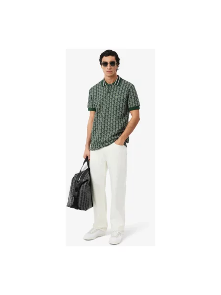 Polo Lacoste Bord-cotes z krótkim rękawem ciemnozielony M zielona