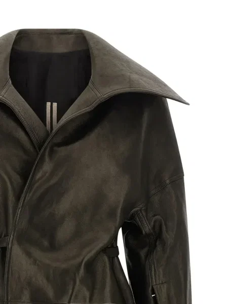Palton Rick Owens din piele negru