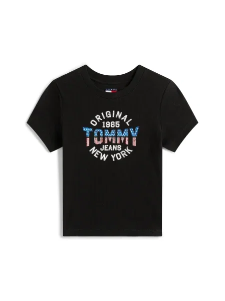 Tommy Jeans Marškinėliai Slim Fit juoda