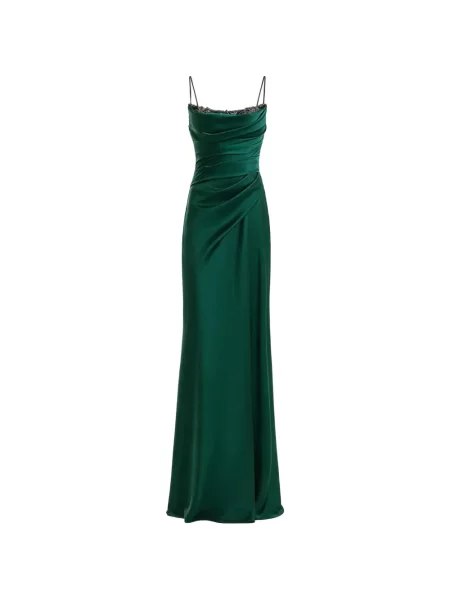 Rochie Gemy Maalouf drapată cu mărgele verde