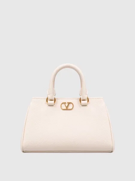 Кожаная сумка Valentino бежевая