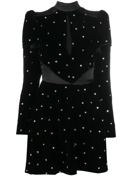 Aksamitna sukienka wieczorowa Philosophy Di Lorenzo Serafini z kryształkami garniturowa czarna