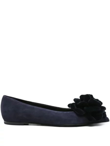 Pantofi cu toc Agl din piele de căprioară cu model floral fără toc albastru