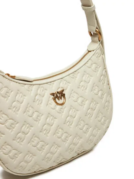 Rankinė PINKO Half Moon Mini Fl AI PLTT Écru