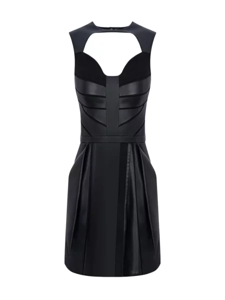 Femif Сукня міді Шкіра/штучна шкіра чорний