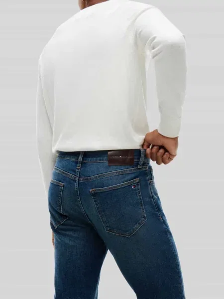 Jeansy o kroju straight fit z mieszanki bawełny model DENTON SLIM STRAIGHT JONE' Tommy Hilfiger niebieskie