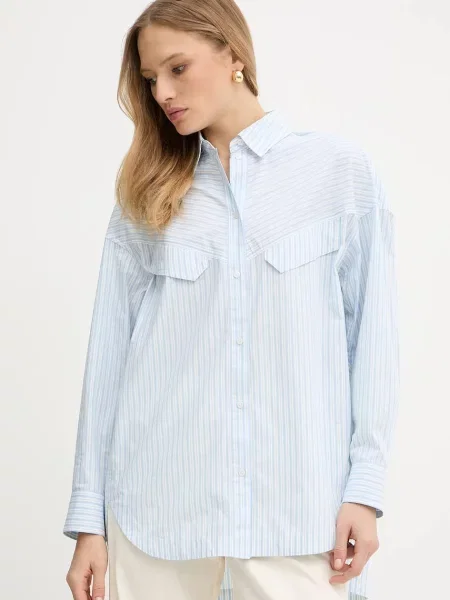 BOSS Orange cămașă din cu guler clasic relaxed albastru