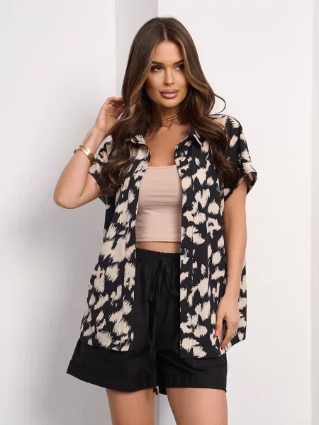 Сорочка ISSA Plus комбінований верх чорний