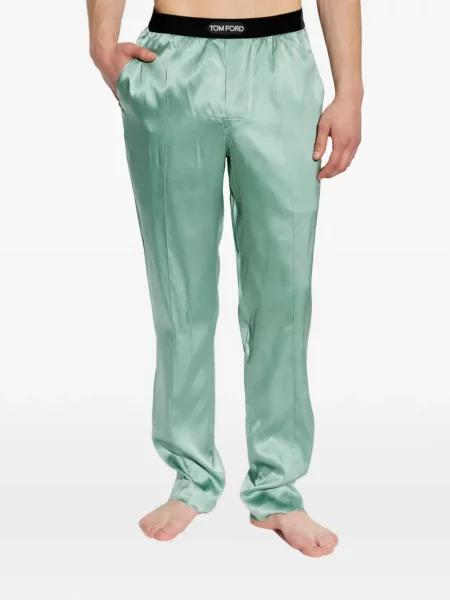 Pijamale Tom Ford de mătase cu autograf verde