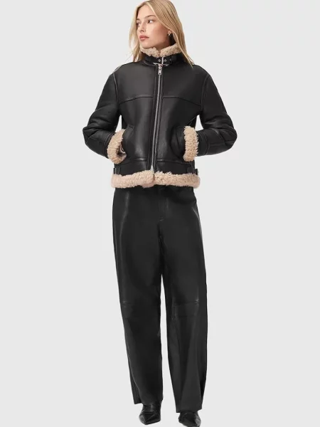 Шкіряна куртка AllSaints LOREL чорний