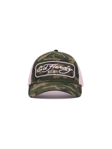 Ed Hardy Čiapka tmavohnedá / kaki / olivová / rosé