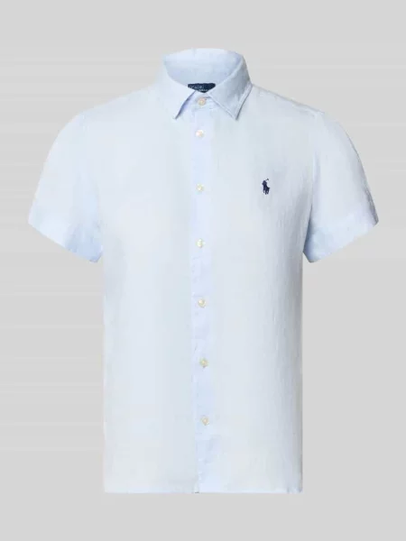 Bluzka lniana o kroju regular fit z czystego lnu Polo Ralph Lauren błękitna