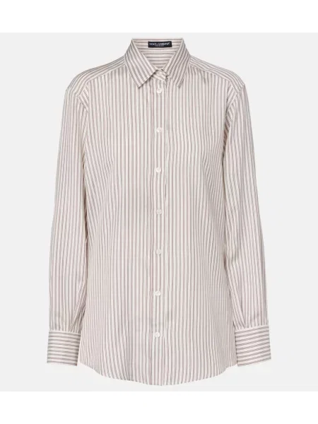 Svilena srajca Dolce&gabbana s črtami siva