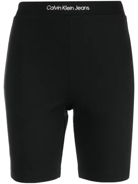 Pantaloni scurți din denim Calvin Klein Jeans stretch cu autograf negru