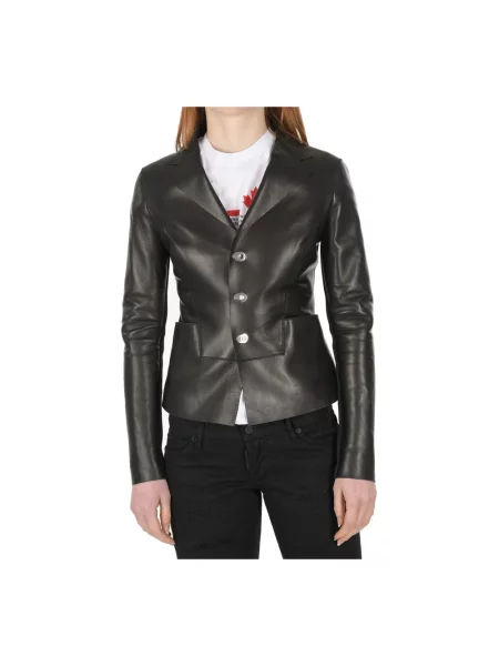 Kurtka skórzana Dsquared2 czarna