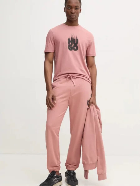 Спортивні штани HUGO з принтом рожевий