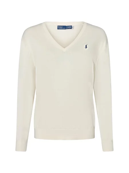 Sweter Polo Ralph Lauren z dekoltem w serek beżowy