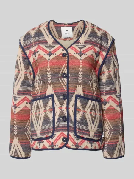 Żakiet o kroju regular fit z dekoltem w serek model ‘Roxbury’ Mustang granatowa