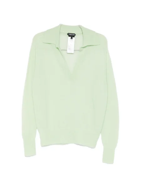 Pulover Tom Ford cu decolteu în V verde