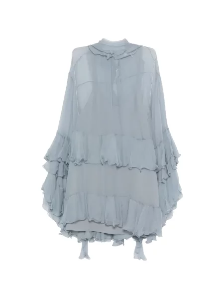 Rochie mini Chloé cu volane de costum albastru