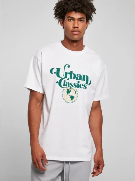 Tricou Urban Classics cu autograf alb
