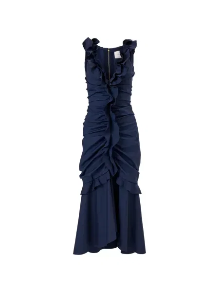 Rochie midi Carolina Herrera cu volane albastru