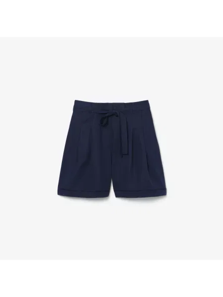 Lacoste Bermudy Oversize Z Lejącej Mieszanki Lnu granatowe