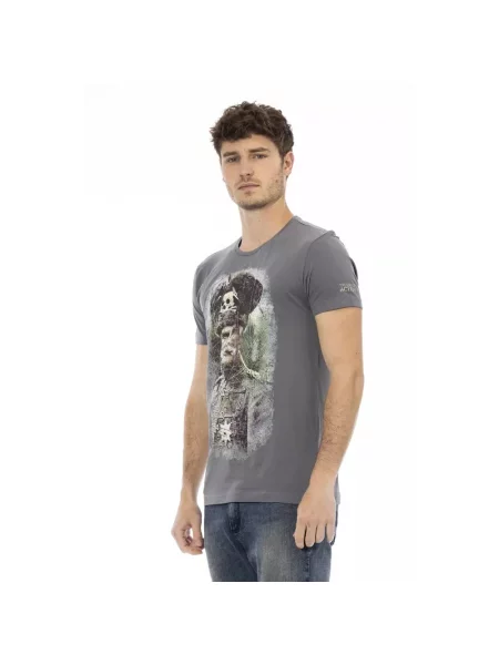 Koszulka Trussardi z krótkim rękawem z okrągłym dekoltem casual szara