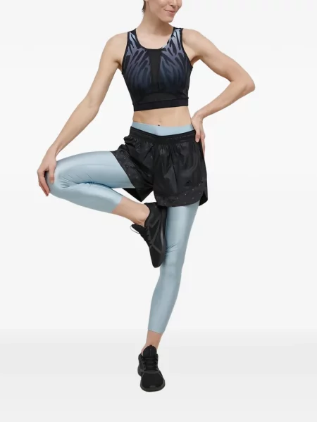 Ριγέ τρέξιμο μπλούζα Adidas από διχτυωτό κόκκινο