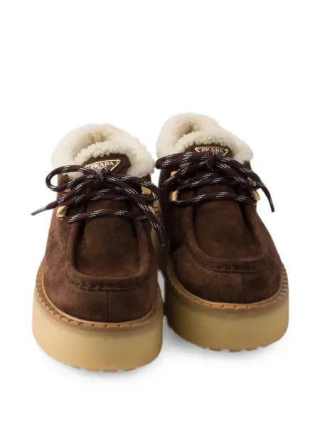 Botine Prada din piele de căprioară maro