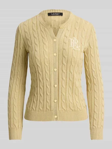Kardigan rozpinany o kroju regular fit z czystej bawełny z wyhaftowanym logo Lauren Ralph Lauren