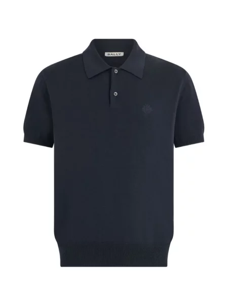 Tricou polo Bally cu broderie tricotate albastru