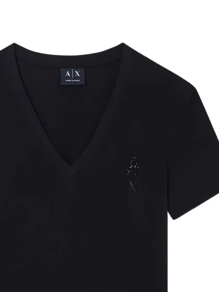 V-nyakú póló Armani Exchange fekete